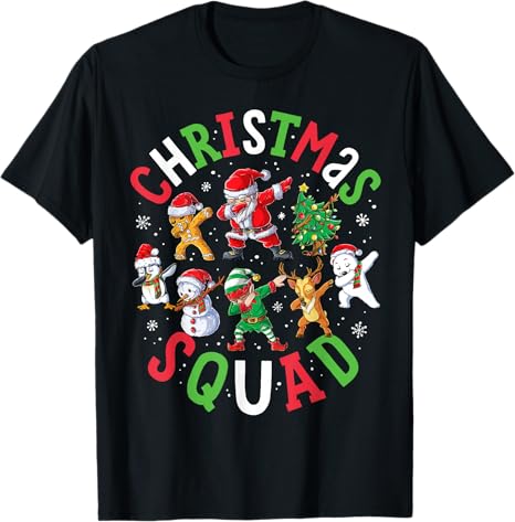 Christmas Squad Santa Dabbing Elf Family Matching Pajamas T-Shirt
